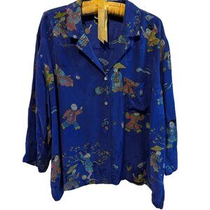 Chicos Size 3 Silk shirt with pattern